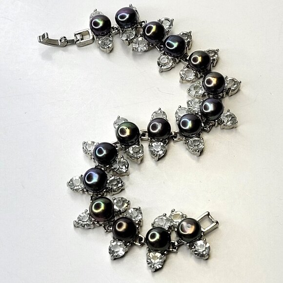 Stunning Black Pearls with Crystals Bracelet - One Of A Kind - Picture 6 of 13